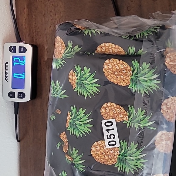 Vintage Maggie L 100% Silk Pineapple Print Blazer Shirt Jacket Womenβs Size 10P - Picture 9 of 10